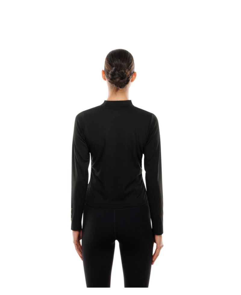 Women's Black WNBA Glam Game Mock Neck Long-Sleeve T-Shirt