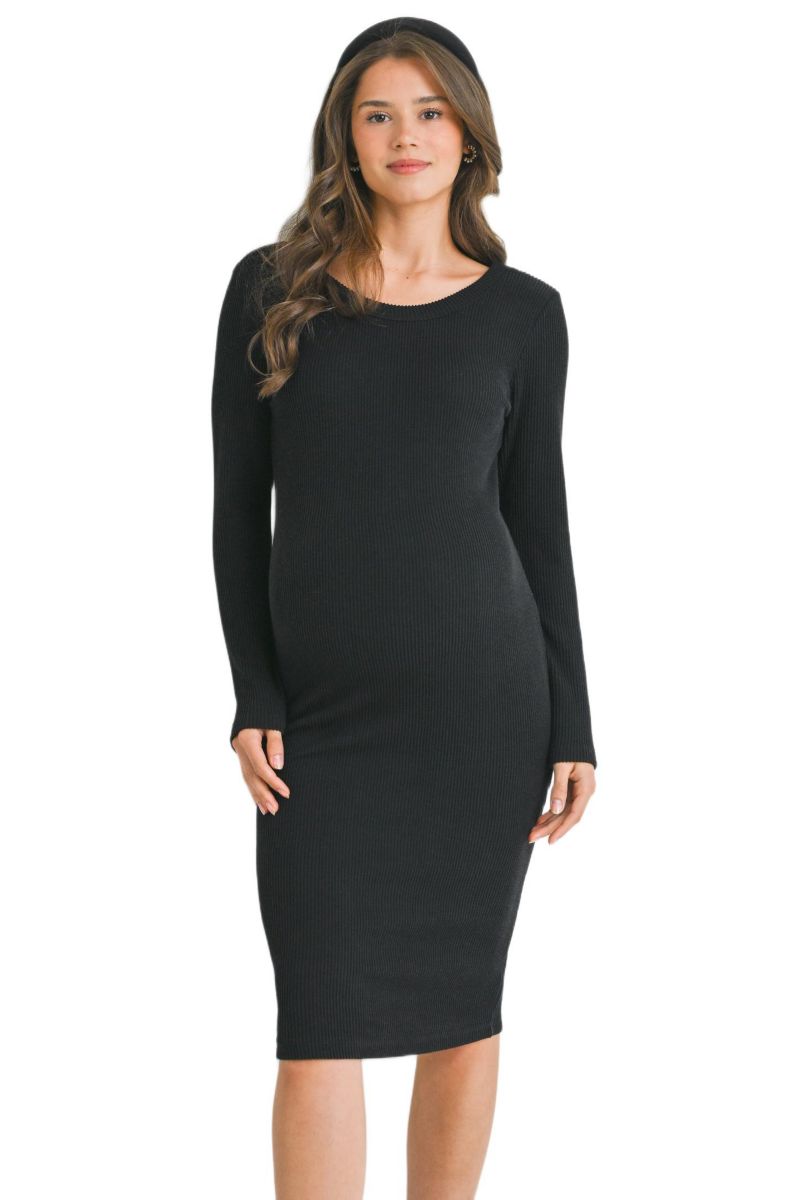 Women's Bodycon Ribbed Knit Long Sleeve Dress