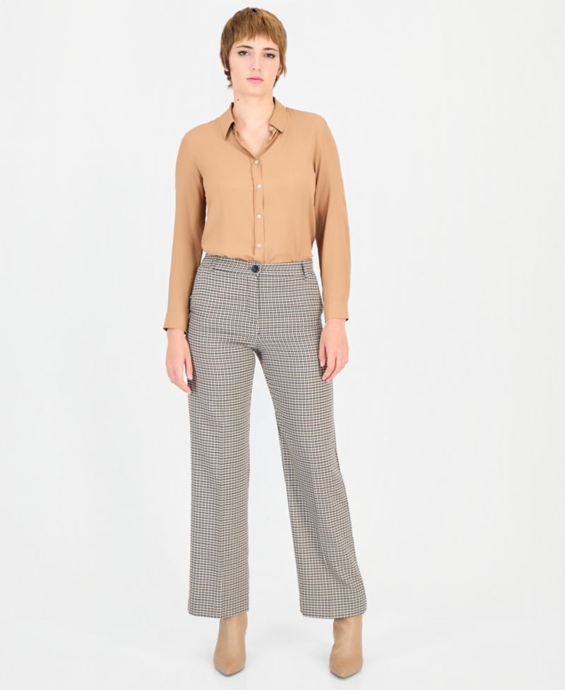 Women's Emmamato Houndstooth Straight-Leg Viscose-Blend Pants