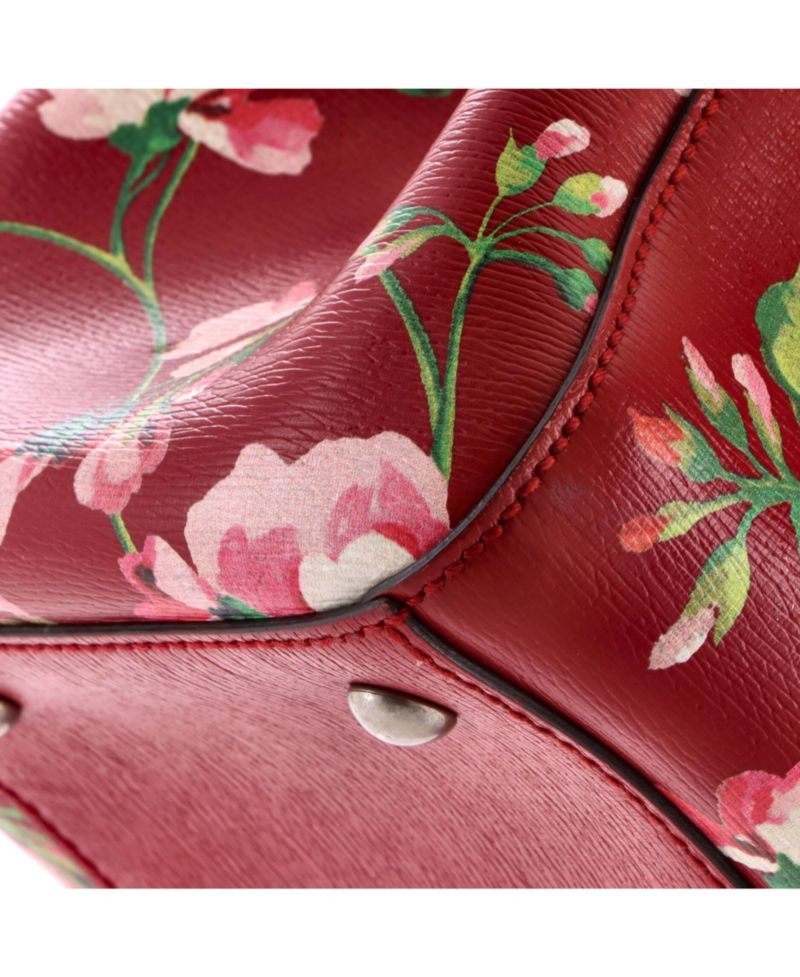 Medium Bamboo Shopper Tote Blooms Print Leather