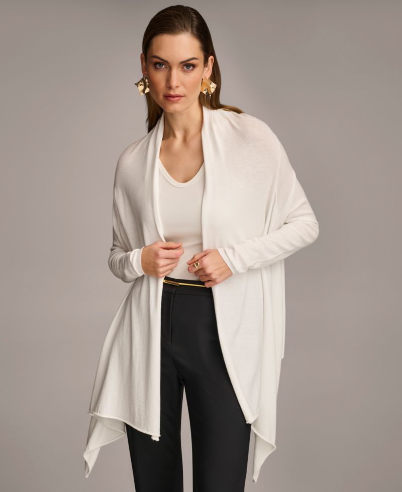 Women's Long-Sleeve Drape-Front Cardigan