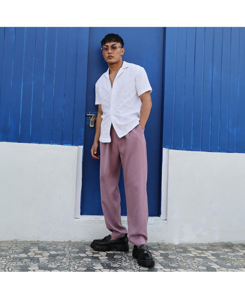 Men's Chalk White Creased-Check Shirt