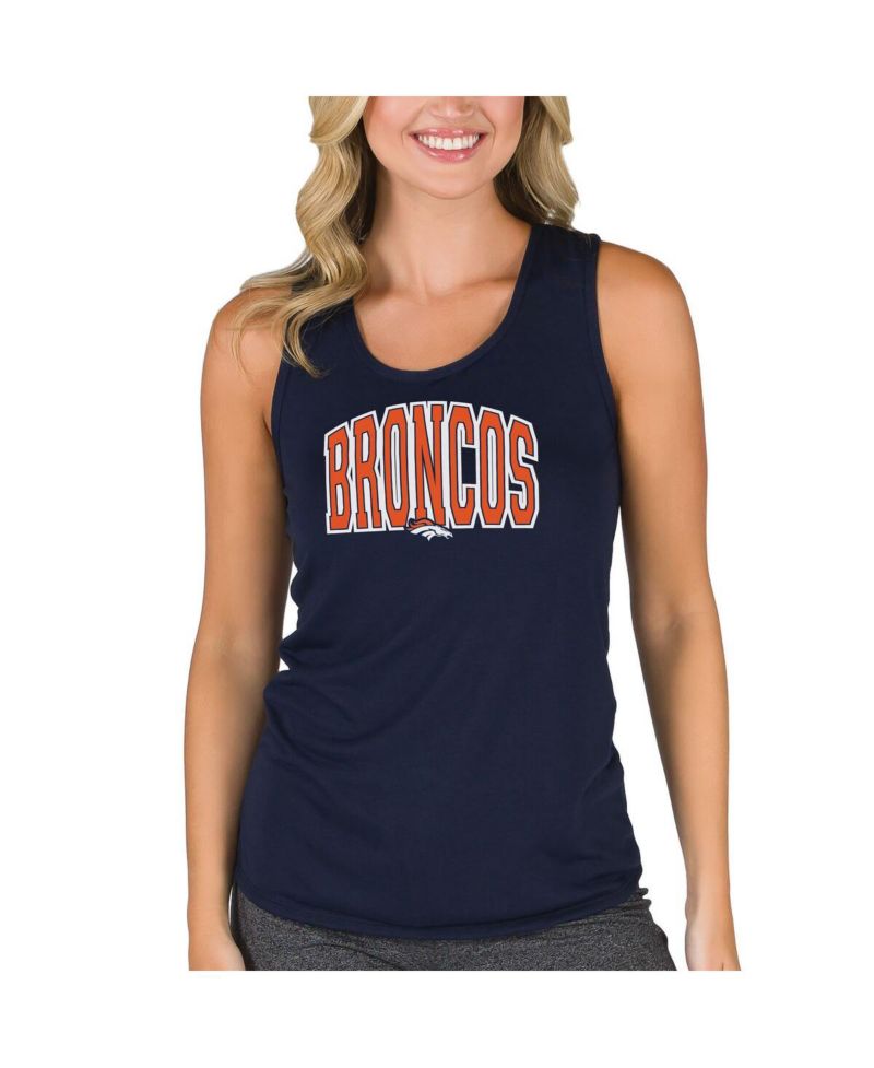 Women's Navy Denver Broncos Marathon Racer Back Tank Top