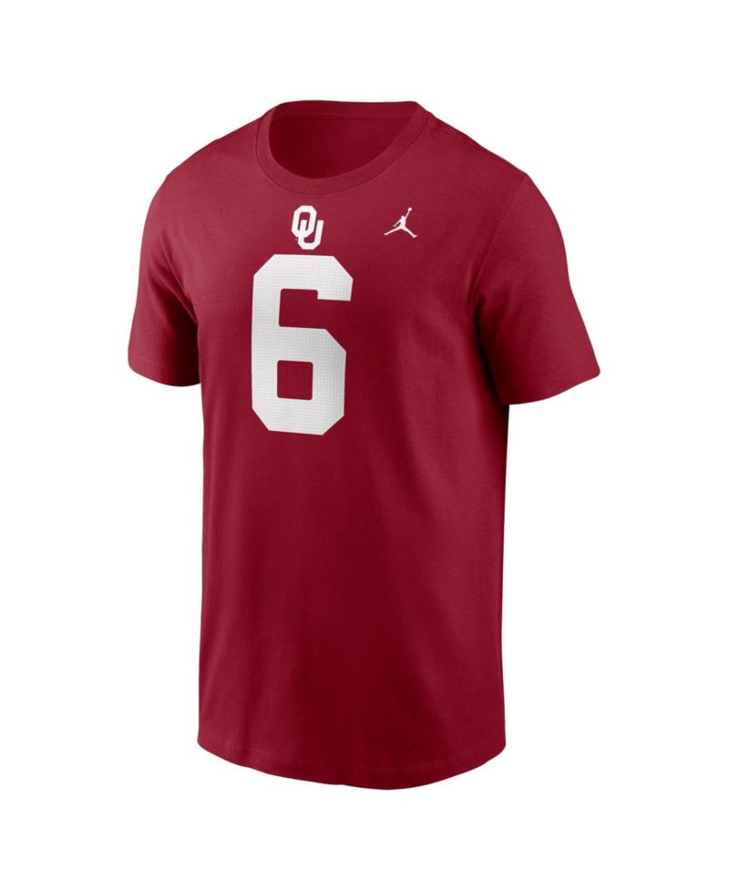 Men's Baker Mayfield Crimson Oklahoma Sooners Name & Number T-Shirt