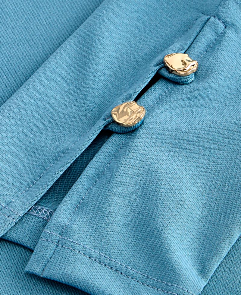 Women's Long-Sleeve Collared Keyhole Blouse