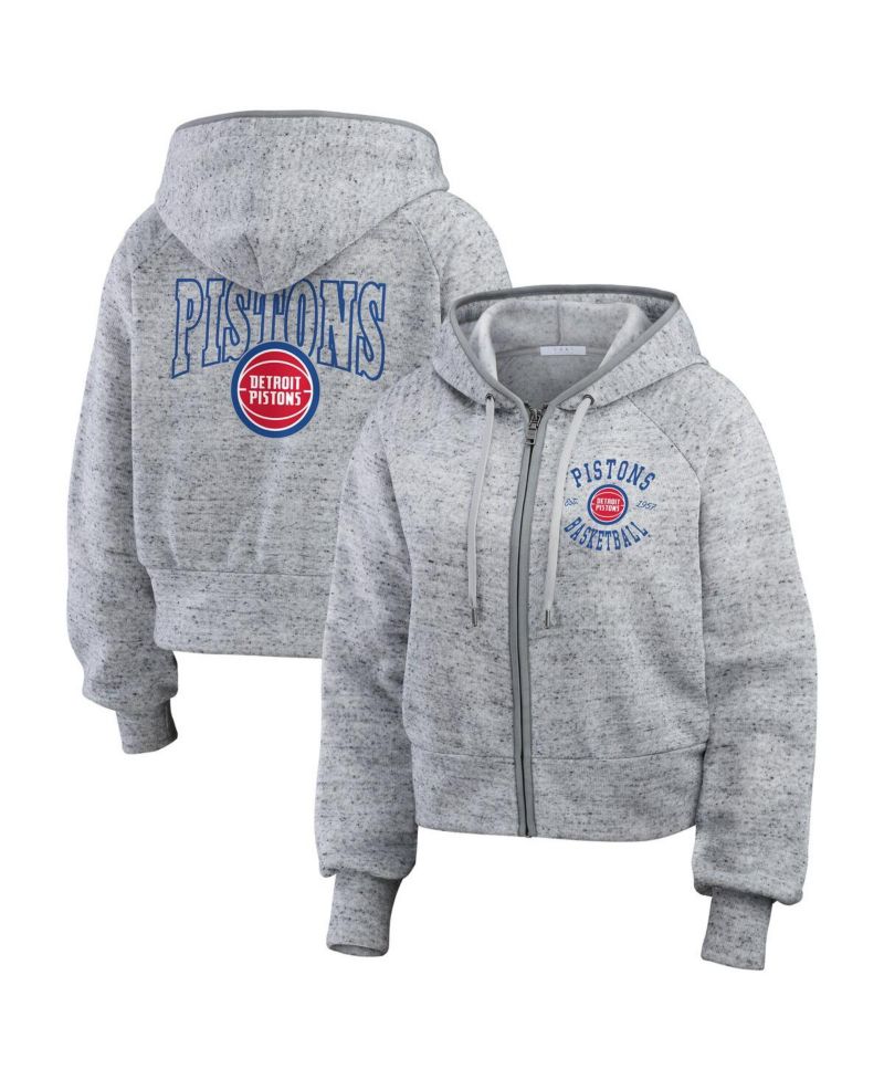 Women's Heather Gray Detroit Pistons Speckled Radiator Full-Zip Hoodie