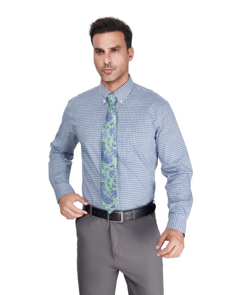 Men's Regular-Fit Stretch Plaid Dress Shirt