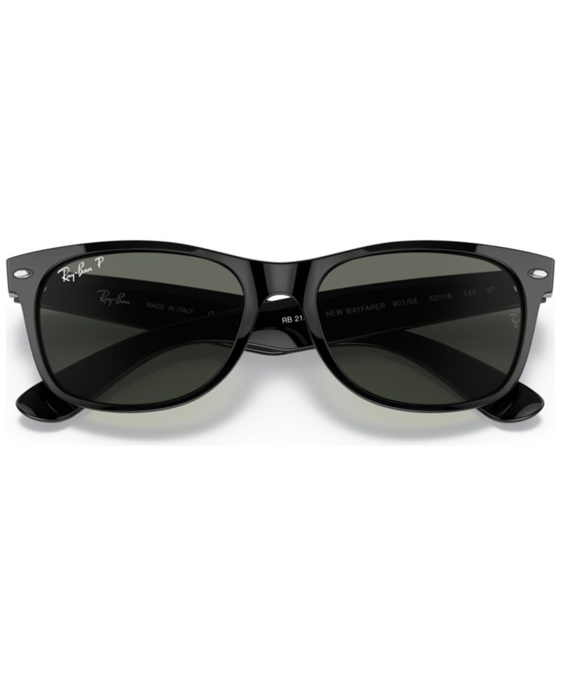 Unisex Polarized Low Bridge Fit Sunglasses, RB2132F NEW WAYFARER CLASSIC 55