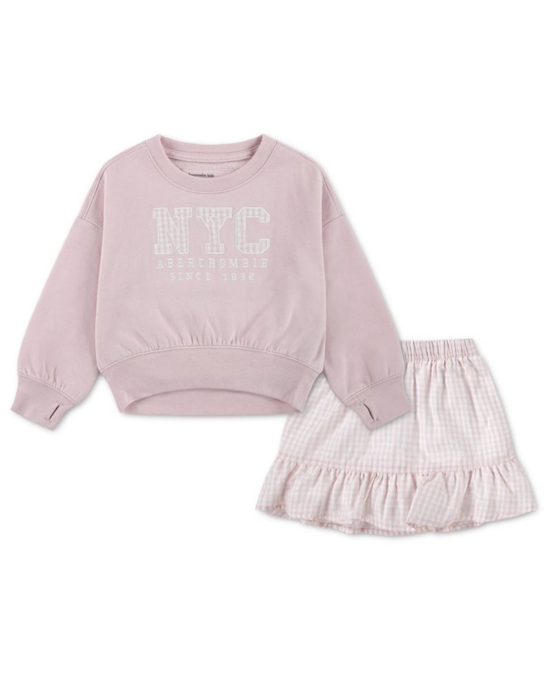 Toddler Girls' 2T-5T Crewneck Sweatshirt and Skort, 2-Piece Set