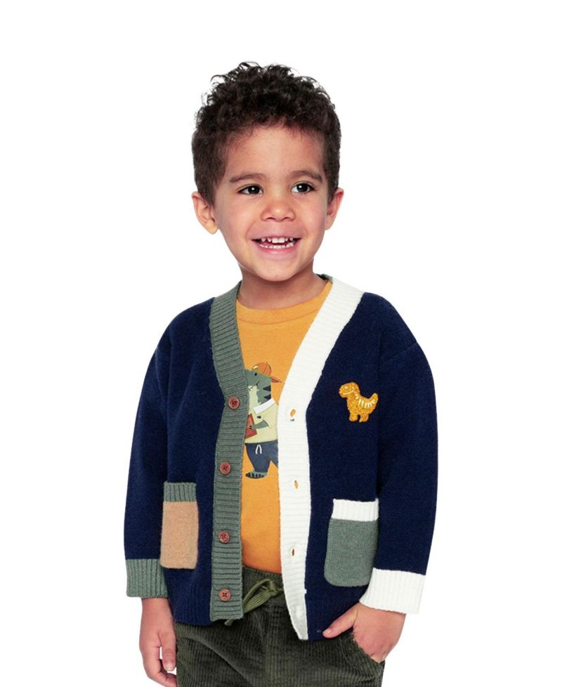 Big Boys 6-8 Years Knit Cardigan with Dino