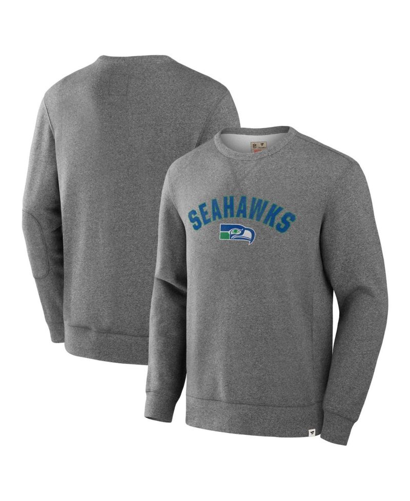 Men's Heather Gray Seattle Seahawks Loop Terry Pullover Sweatshirt