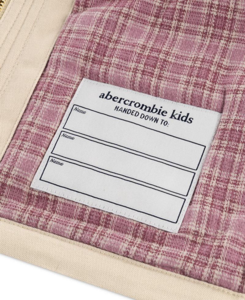 Girls' 4-16 Corduroy-Collar Plaid-Lined Barn Jacket