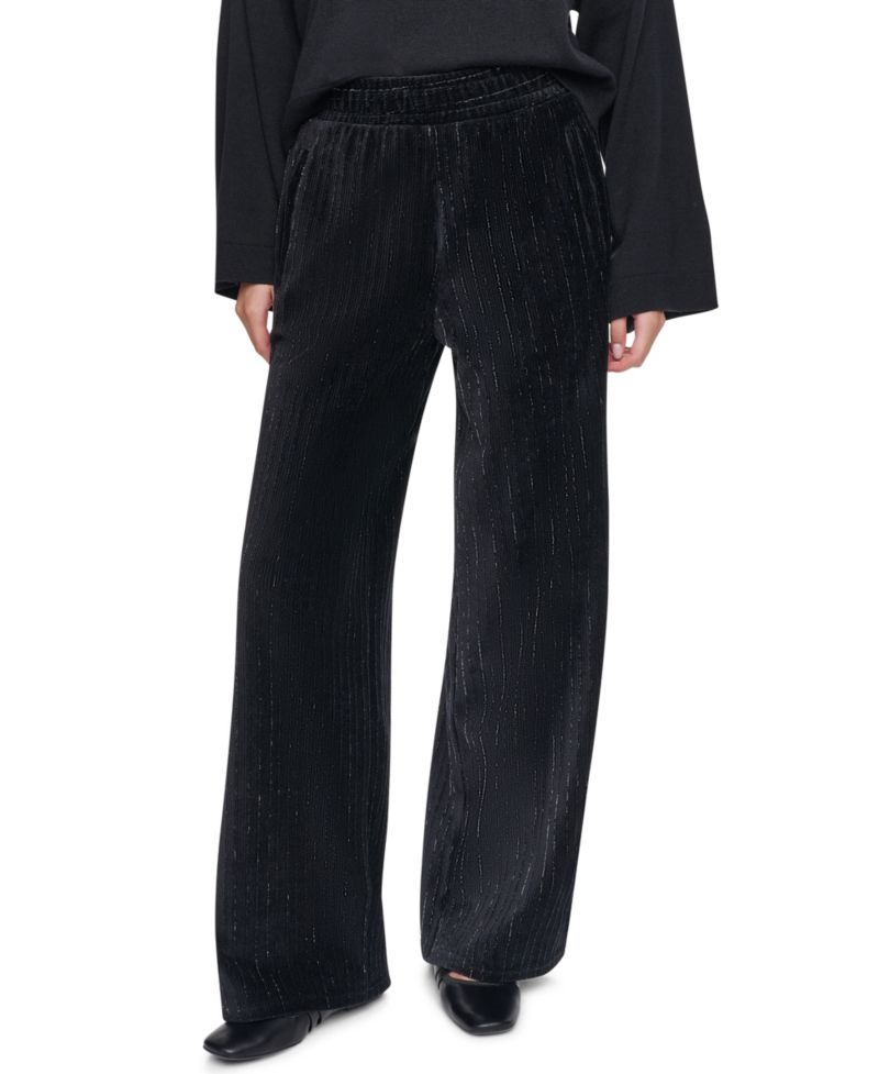 Women's Wide-Leg Velvet Pull-On Pants