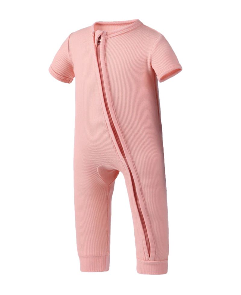 Baby Girls Rayon from Bamboo Ribbed Zip Front Romper