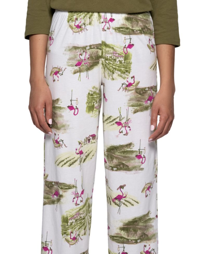 Women's Vineyard Flamingos Relaxed-Fit Flamingo-Print Cotton-Blend Pajama Pants