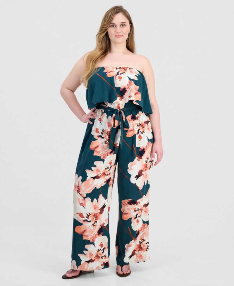 Trendy Plus Size Strapless Jumpsuit