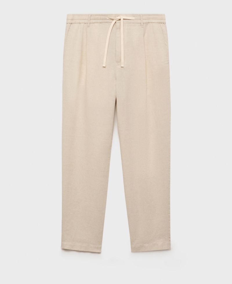Men's Slim-Fit Drawstring Linen Pants