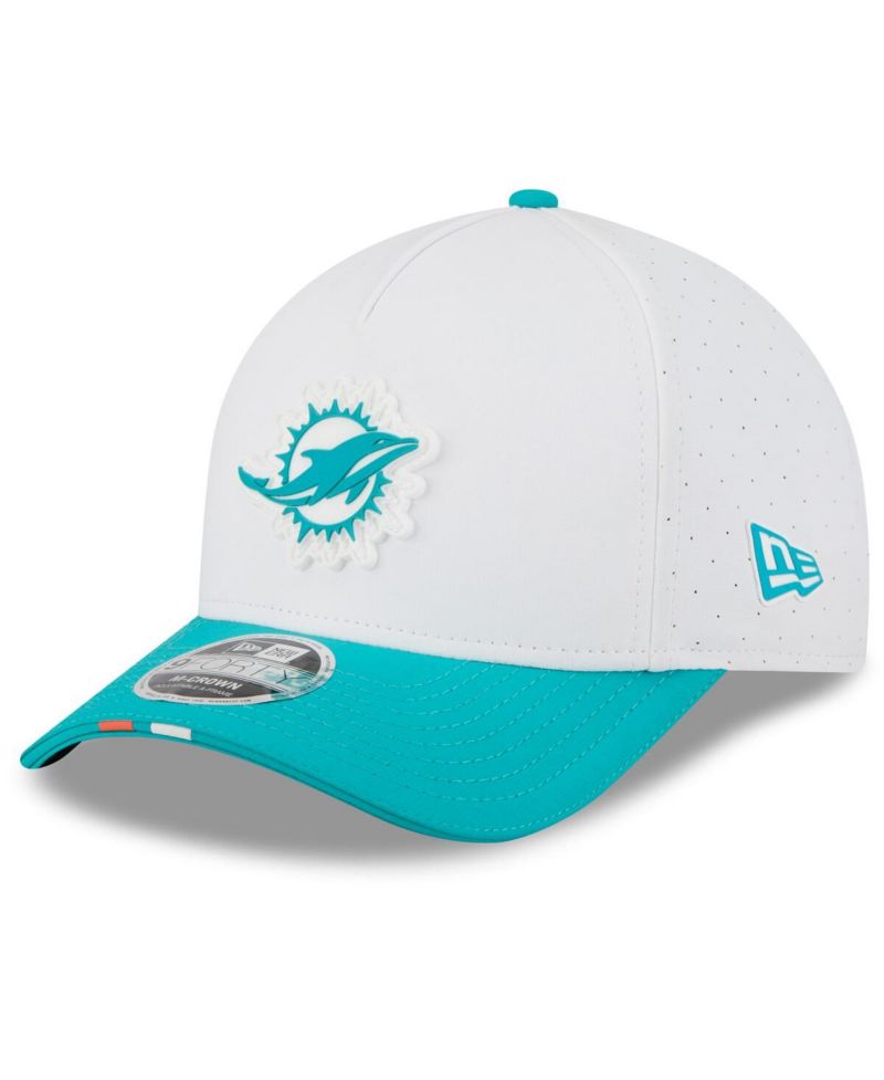 Men's White/Aqua Miami Dolphins 2025 NFL Training Camp A-Frame 9FORTY Adjustable Hat