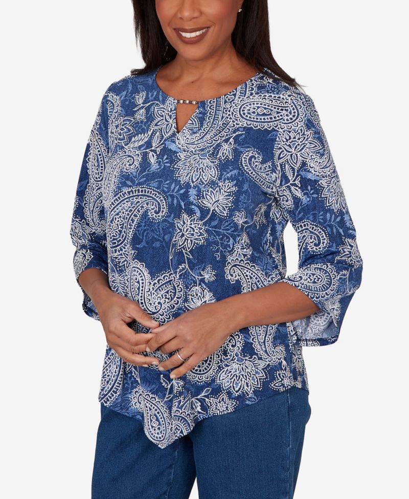 Petite Paisley Puff Printed Top