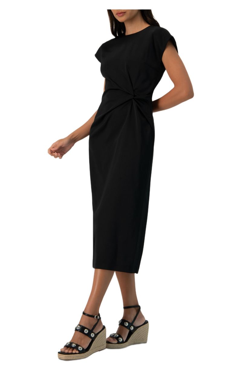 Women's Off-Shoulder Straight Satin Dress with Side Knot