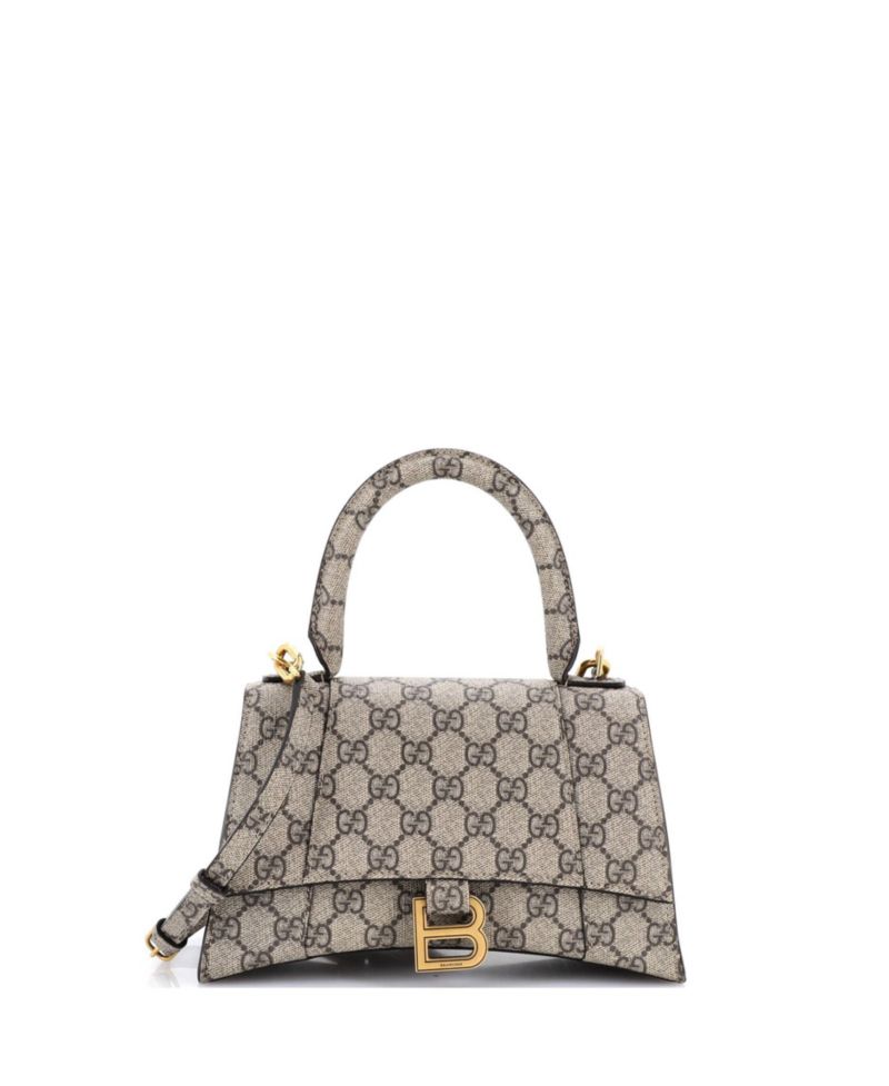 Small x Balenciaga The Hacker Project Hourglass Top Handle Bag GG Coated Canvas