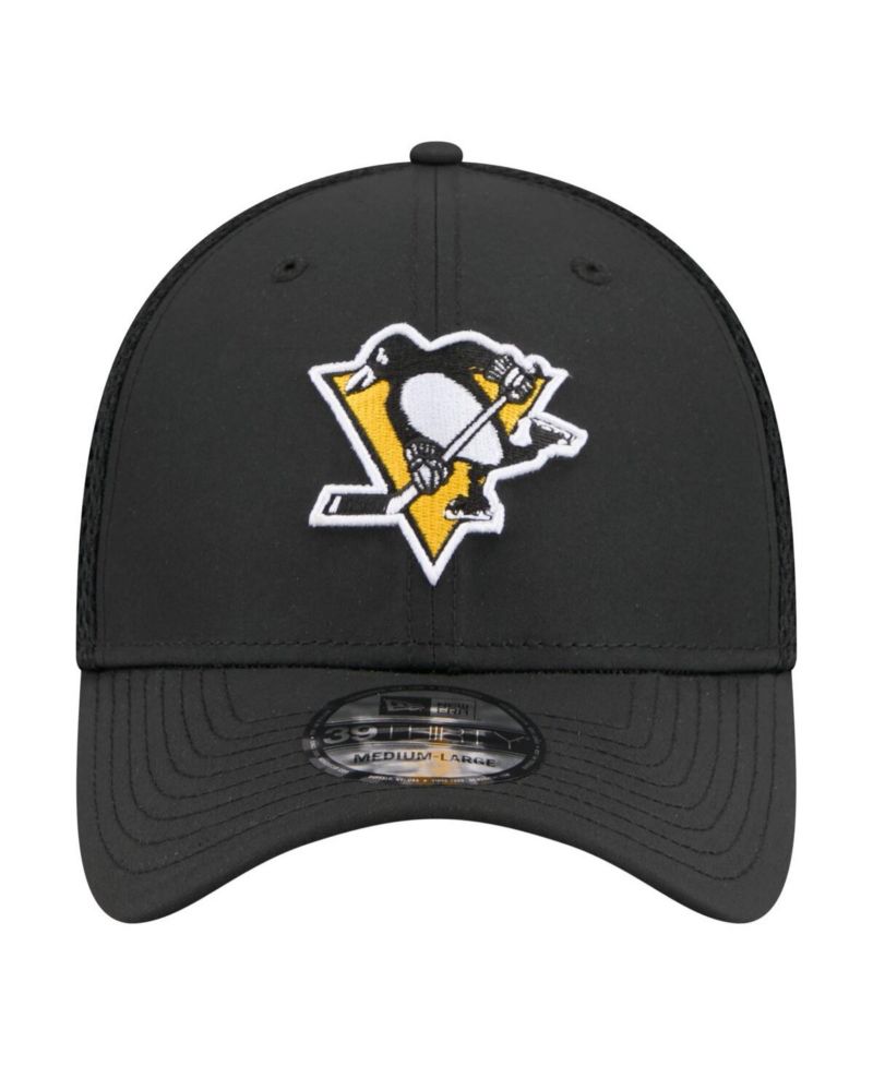 Men's Black Pittsburgh Penguins Logo 39THIRTY Flex Hat