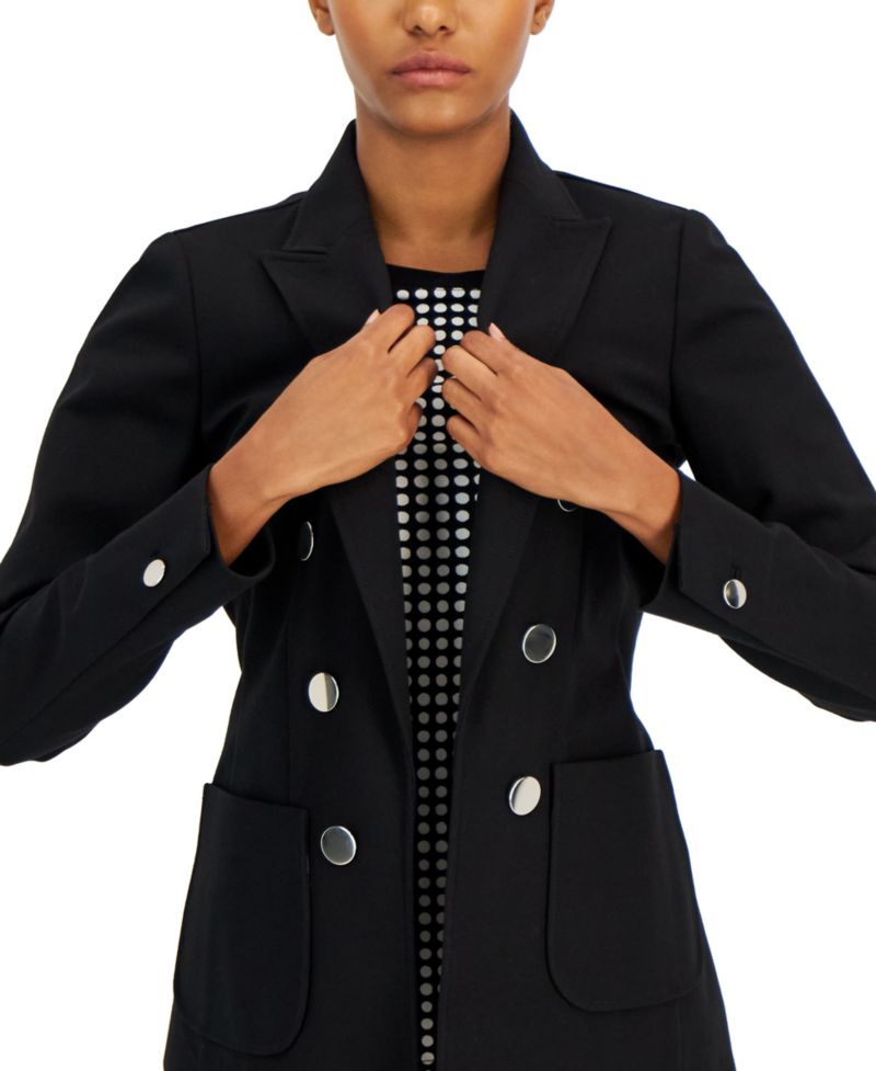 Petite Compression Faux-Double-Breasted Blazer