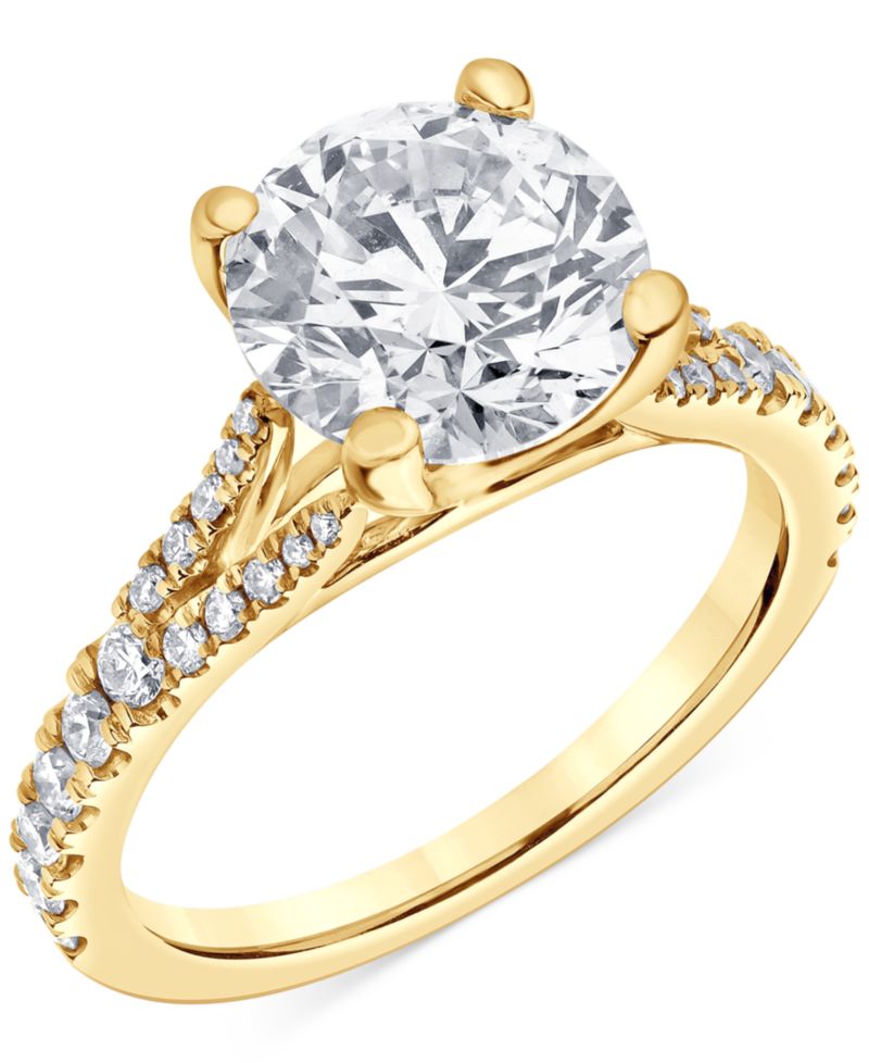 Certified Lab Grown Diamond Split Shank Engagement Ring (3-3/8 ct. t.w.) in 14k Gold