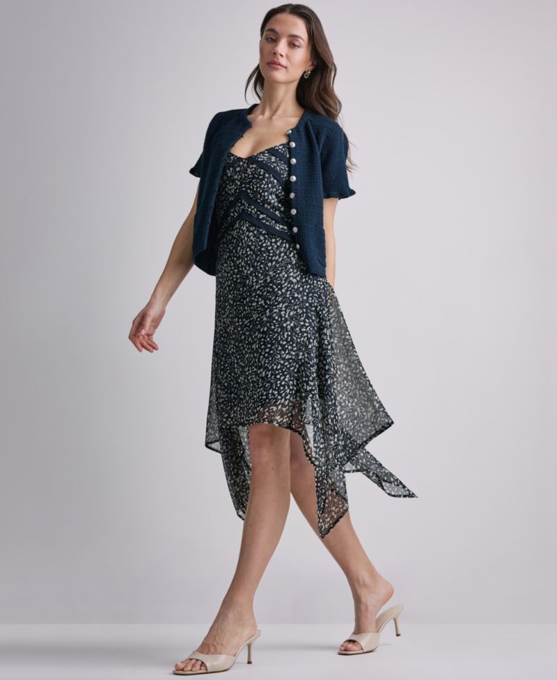 Women's Handkerchief Hem Fit & Flare V-Neck Dress