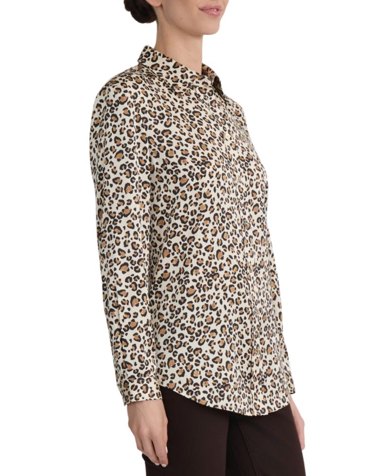 Women's Utility Collared Long-Sleeve Blouse with Pockets