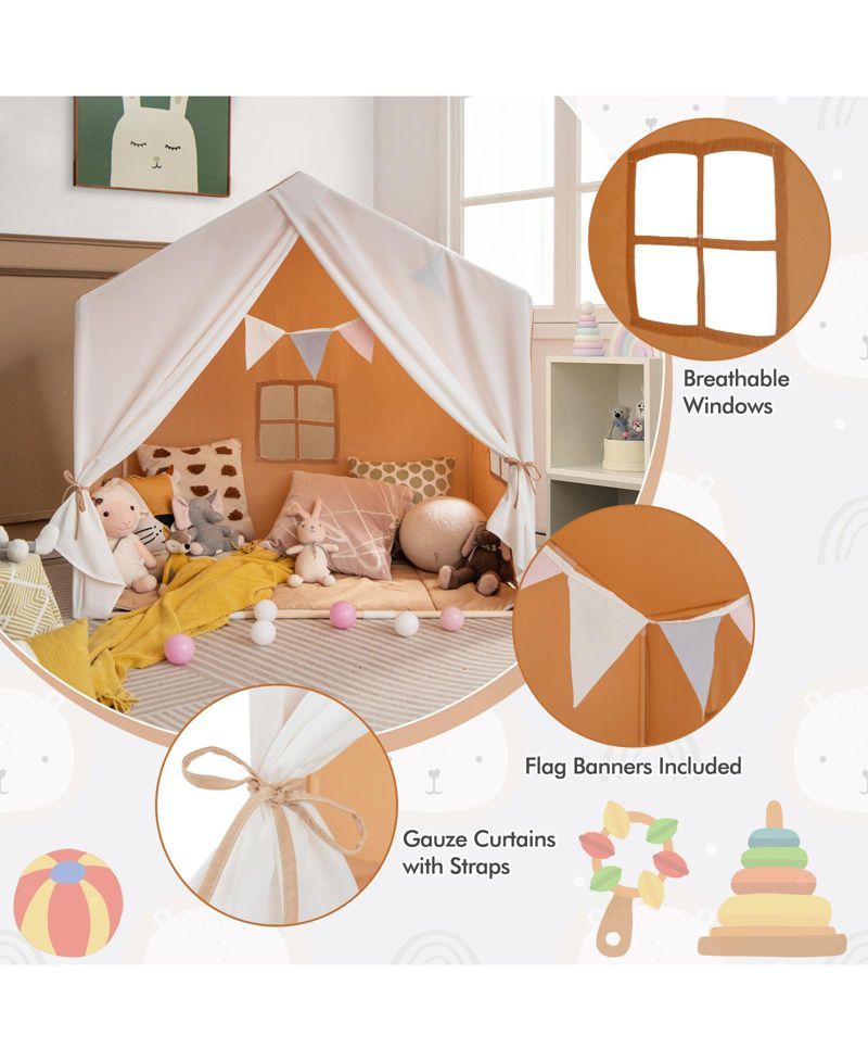 Indoor-Outdoor Play Tent with Washable Mat, 3-Piece Set