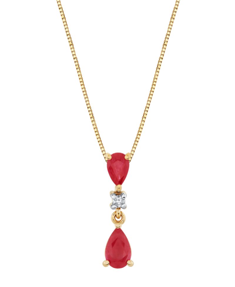 Ruby (5/6 ct. t.w.) & Diamond Accent Pendant Necklace in 10k Yellow Gold