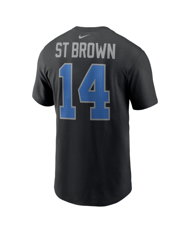 Nike Men's Amon-Ra St. Brown Black Detroit Lions Player Name & Number T-Shirt