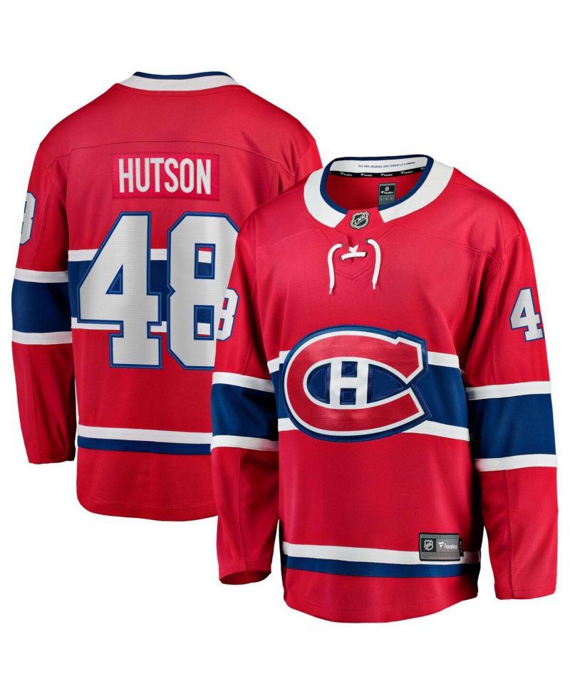 Men's Lane Hutson Red Montreal Canadiens Home Breakaway Jersey