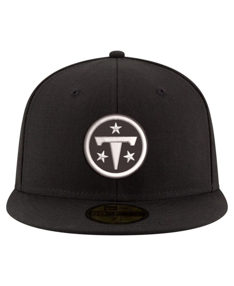 Men's Black Tennessee Titans Black White 59FIFTY Fitted Hat