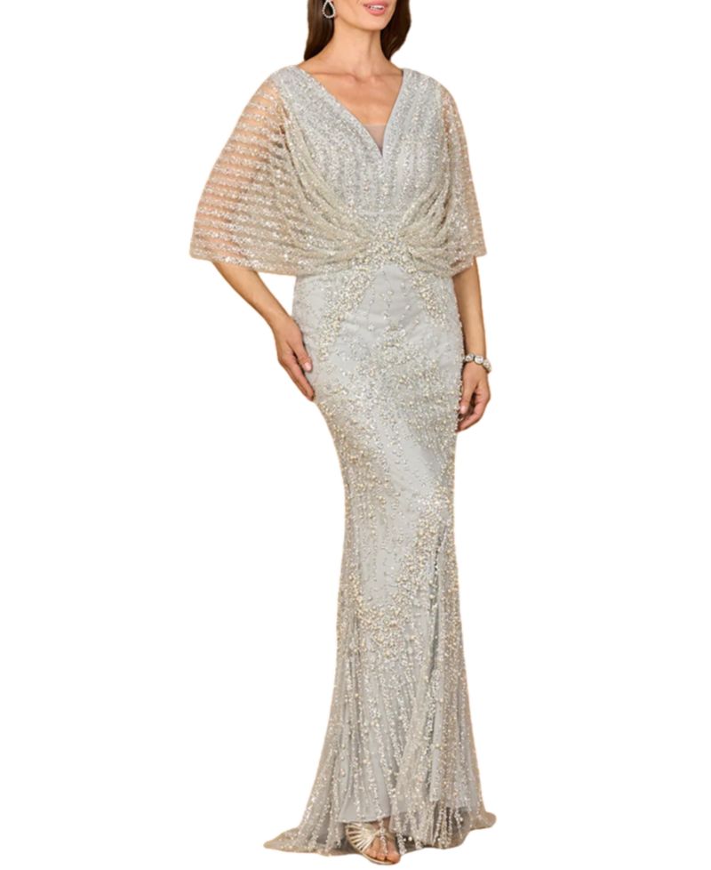 Women's Cape Sleeve Mermaid Gown