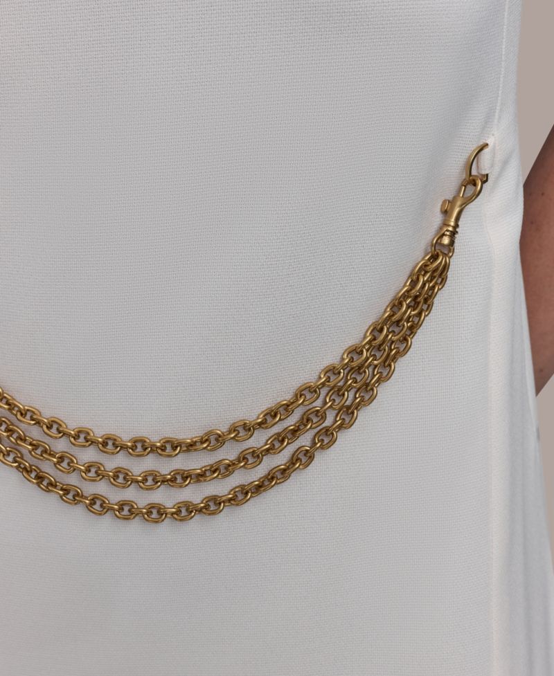 Women's Sleeveless Chain-Belt Sheath Dress