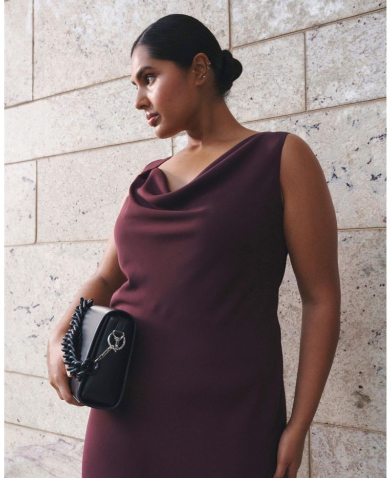 Women's Britney Assymetric Cowl-Neck Midi Sheath Dress
