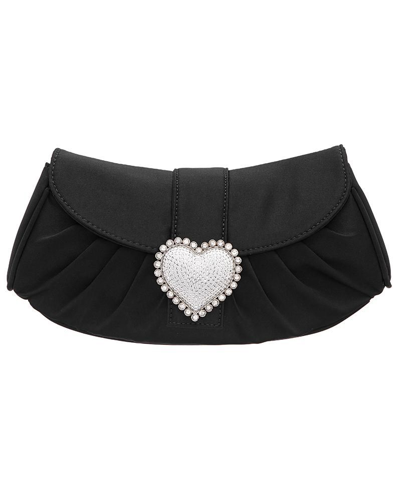 Crystal Heart Adorned Clutch Handbag
