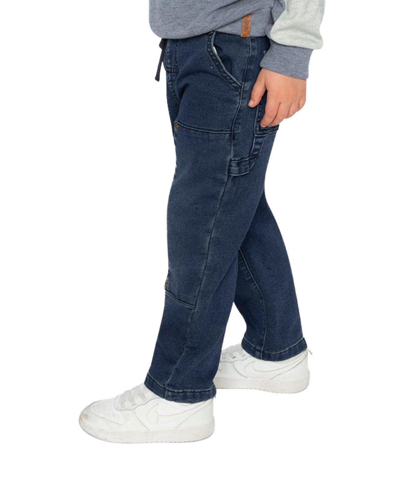 Baby Boys Unisex (0-24)months French Terry Denim Evolutive Pants Denim