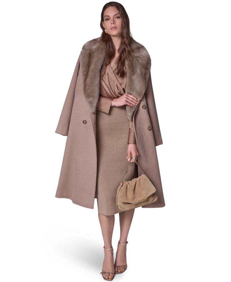 Women's Wool-Blend Faux-Fur-Collar Coat