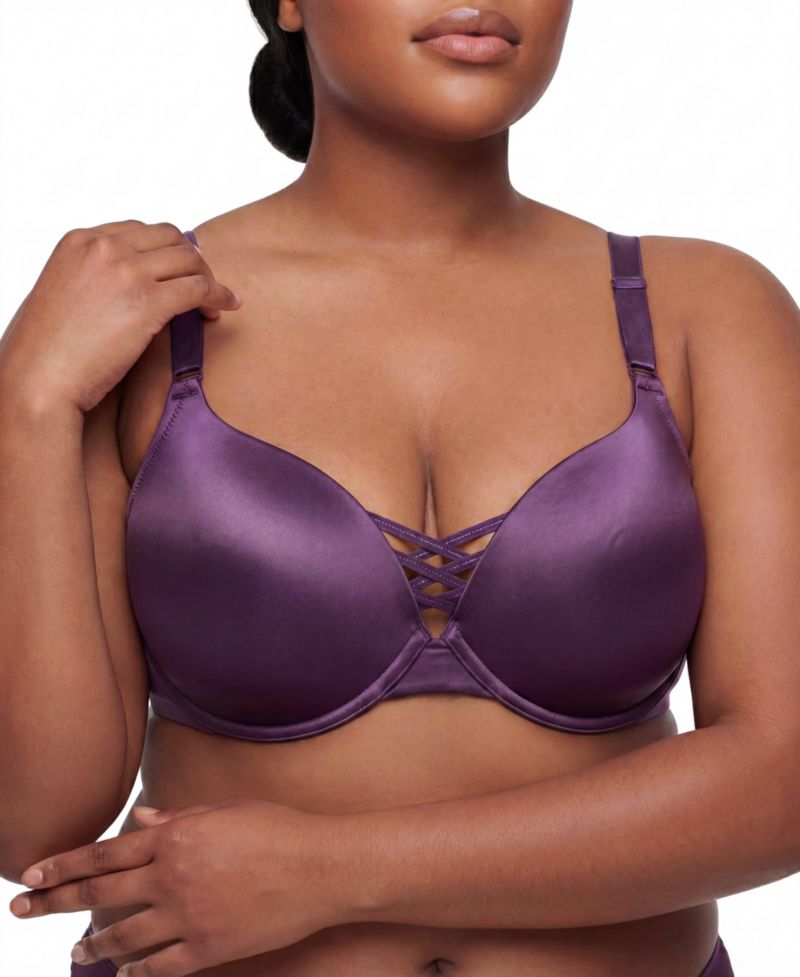 Women's XO Plunge Push-Up Shine Bra with Crisscross Design