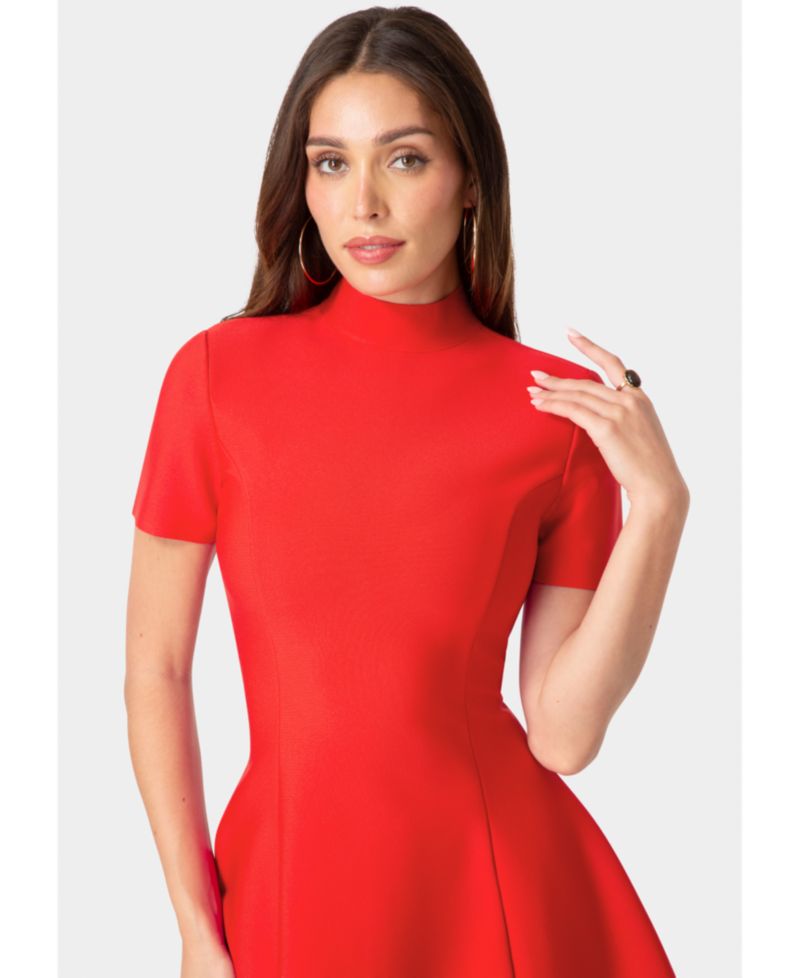Women's Fit and Flare Short Sleeve Bandage Dress