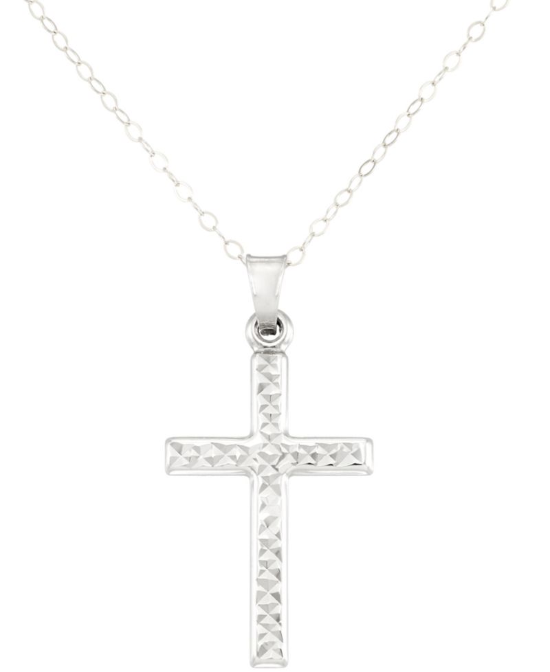 Textured Cross 18" Pendant Necklace