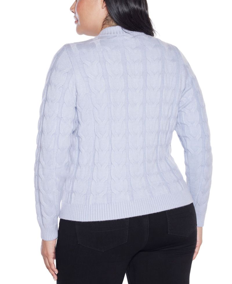 Plus Size Black Label Zip Cable Sweater