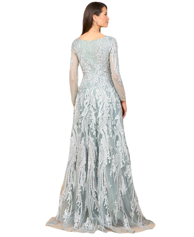 Women's Long Sleeve, Modest Beaded Gown