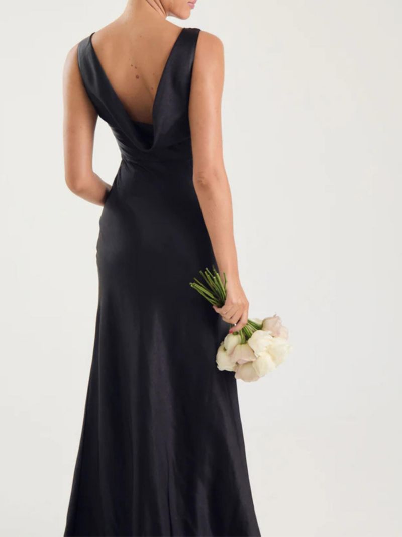 Women's Cowl Back Satin Bridesmaid Dress