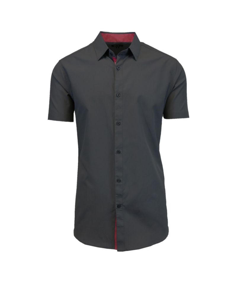 Men's Slim-Fit Short Sleeve Solid Dress Shirts