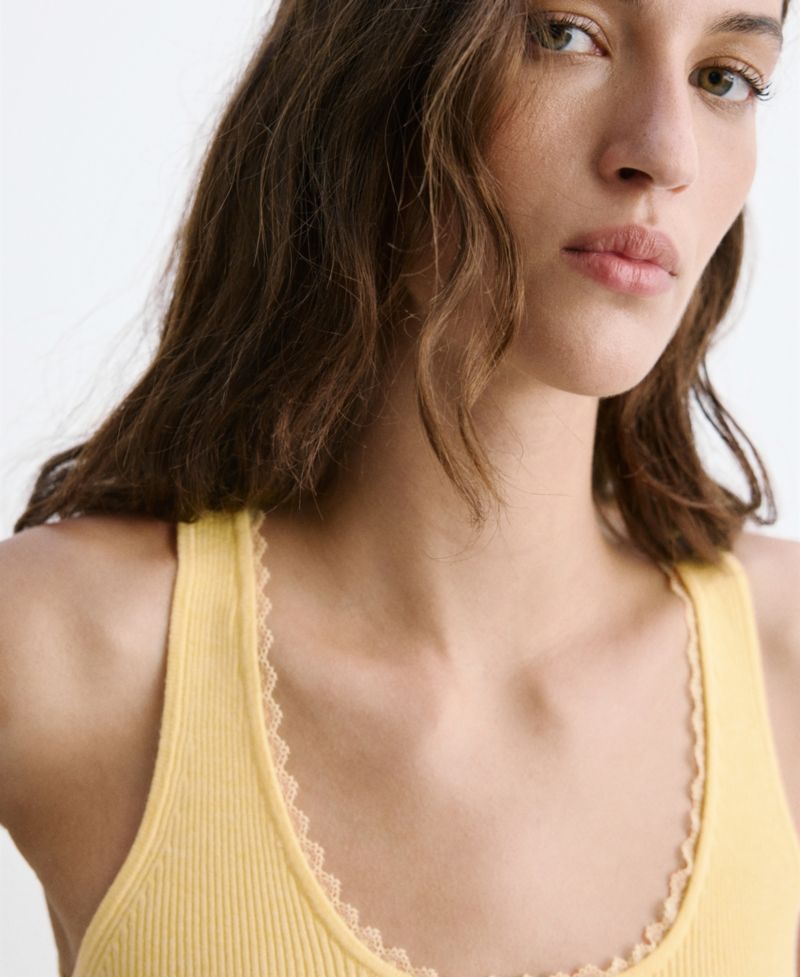 Women's Lace Detail Ribbed Top