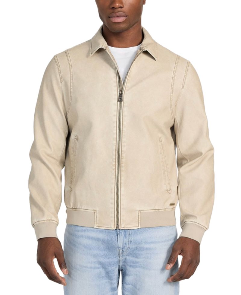 Men's Aviator Relaxed-Fit Faux-Leather Bomber Jacket